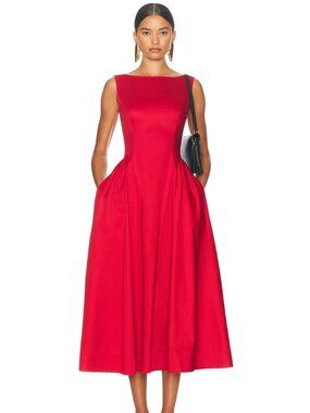 Helsa Stretch Cotton Sateen Midi Dress